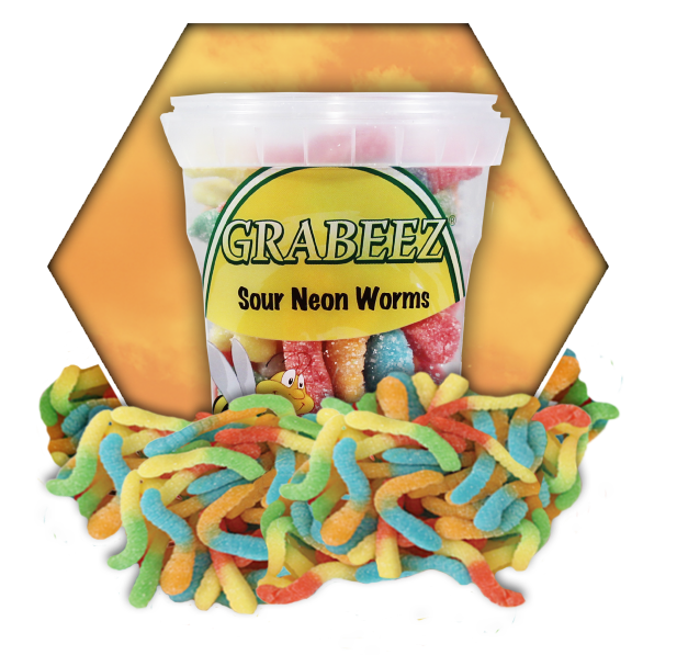 Sour Neon Worms Grabeez